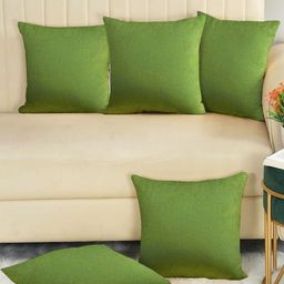 IVAZA Green Set of 5 Velvet Square Cushion Covers-14