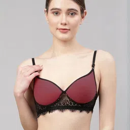 Samvar Maroon Cotton Non-Wired Non Padded Minimizer Bra-picture-4