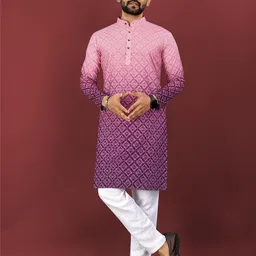 CHARLOTTE GRACIOUS Men Floral Printed Sequinned Shadow Work Kurta-picture-9