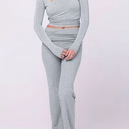 Outzidr Square Neck Full Sleeves Top With Trousers Co-Ords-image-59