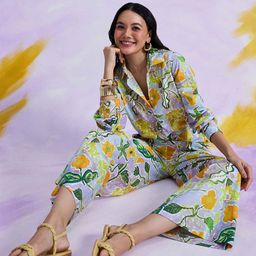 20Dresses Floral Printed Long Sleeves Pure Cotton Shirt With Trousers-image-44