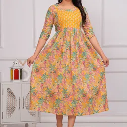 JAIPURFAME Floral Printed Cotton Maternity A-Line Kurta-picture-15