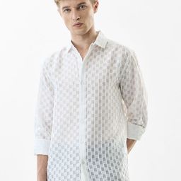 Snitch Slim Fit Semi Sheer Striped Casual Shirt-image-70