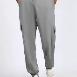 KLOTHFIT Men Solid Baggy Low-Rise Flat-Front Joggers Trousers-image-11