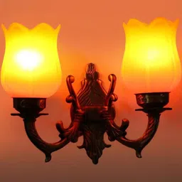 Somil Premium Designer Glass Wall / Night Lamp Elegant & Stylish Dcor Accent for Modern Interiors, color- Orange, Yellow, Size, 20 X 27.5 X 33.5 CM-image-66