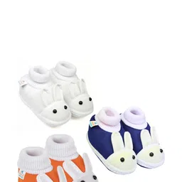 NESKA MODA 6 To 12 Months Infants 3 Pair Combo Pack Cute Soft Cotton Rabbit Booties-21