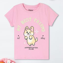 max Girls Graphic Printed Round Neck Cotton T-shirt-image-38
