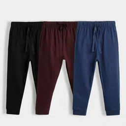 Orange Sugar Kids Pack Of 3 Pure Cotton Mid-Rise Joggers-picture-35