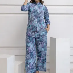 Moda Rapido Printed Mandarin Collar Neck Shirt With Trousers Co-Ords-image-33