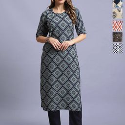 7Threads Selection Of 6 Ethnic Motifs Printed Round Neck Straight Kurta-image-35