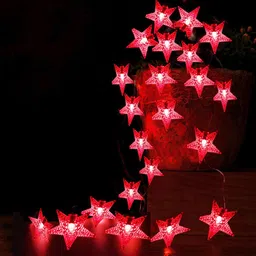 Kuber Industries Maroon Star Shape String Light image 2
