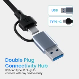 grey Portronics Mport 31 Pro 4-in-1 USB Hub to connect your keyboard/mouse/printer at once. image 4