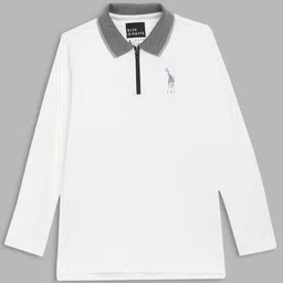 Blue Giraffe Boys Polo Collar Applique T-shirt-image-94