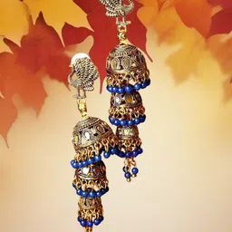 Anouk Peacock Shaped Jhumkas Earrings-10