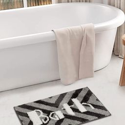Myntra Elegant Homes Grey & Black Geometric 1600GSM Anti-Skid Bath Rug-image-31