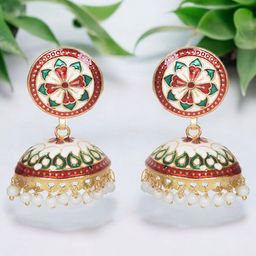 Nilu's Collection Brass Plated Meenakari Dome Shape Jhumkas-image-72