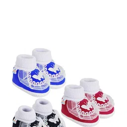 NESKA MODA 0 To 12 Months Baby Boys & Baby Girls Pack of 3 Pair Soft Cotton Butterfly Frill Booties-image-51