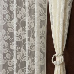 Aura Cream-Coloured 2 Pieces Self Design Sheer Door Curtains-picture-19