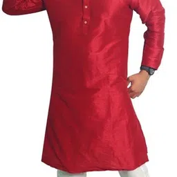 House of Aqss Men Regular Dupion Silk Kurta with Pyjamas-picture-4