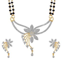 Sangria Stone-Studded & Beaded Mangalsutra With Earrings-image-58