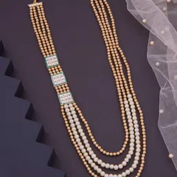 GC PREMIUM JEWELLERY Men Gold-Plated Artificial Pearls Beaded Layered Necklace-picture-36