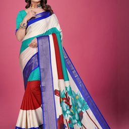 VS MALL Blue Art Silk Sarees-image-87
