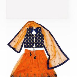 F Plus Fashion Girls Printed Semi-Stitched Lehenga & Unstitched Blouse With Dupatta-image-24