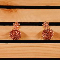 GOLD CASH 22K Gold-Plated Artificial Stones Studded Dome Shaped Jhumkas-3