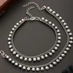 Sangria Set of 2 Silver-Plated Pearl Anklets-image-35