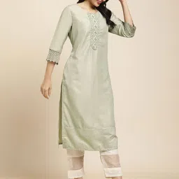RATAN Embroidered Thread Work Round Neck Straight Kurta-picture-38