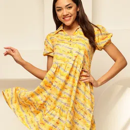 HERE&NOW Women Viscose Rayon Printed Fit and Flare Dresses-picture-40