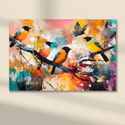 Myntra Elegant Homes Orange & Pink 1 Piece Canvas Birds and Animals Wall Paintings-image-29
