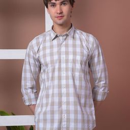 COBB Men Slim Fit Buffalo Checked Spread Collar Cotton Casual Shirt-image-85