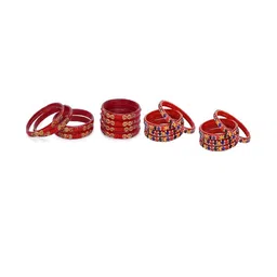 1ST TIME Set Of 16 Red Alloy Artificial Stones & Beads Antique Bangles-picture-14
