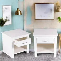 Ikiriya 2-Pcs White Square-Shaped Bedside Tables-58