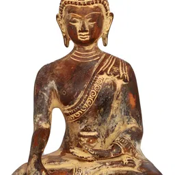 Exotic India Antique Brown & Beige Buddha Brass Idol Showpiece-image-75