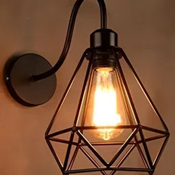 KINIS Black & White Textured Metal Abstract Shaped Wall Lamp With Bulb-12