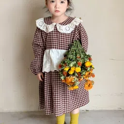 LULU & SKY Checked Peter Pan Collar Puff Sleeve A-Line Dress-picture-16