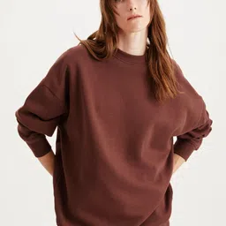 GRIMELANGE Women Solid Round Neck Sweatshirt-picture-12