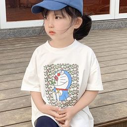 LULU & SKY Girls Printed Organic Cotton Applique Slim Fit T-shirt-image-101