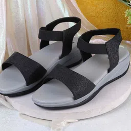 WALKWAY by Metro Embellished Flatform Peep Toes with Buckles-13