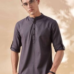 Anouk Band Collar Pure Cotton Straight Kurta-picture-36