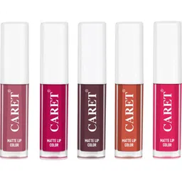 CARET ORGANIC Set Of 5 Super-Pigmented Liquid Matte Lipsticks - 2 ml Each - 2 - 5 - 7-6-4-2