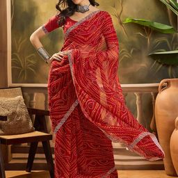 Sangria Bandhani Printed Saree With BlousePiece-18