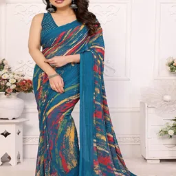 CATCHY FOREVER Striped Printed Saree-37