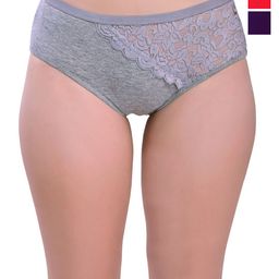Valles365 by S.C. Pack Of 3 Crossnet Hipster Briefs CRNET3GRYPURRED-S-image-73