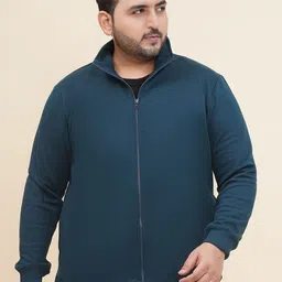 John Pride Men Plus Size Solid Mock Collar Pure Cotton Sweatshirt-18