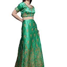 Maroosh Embellished Sequinned Unstitched Lehenga & Blouse With Dupatta image 3