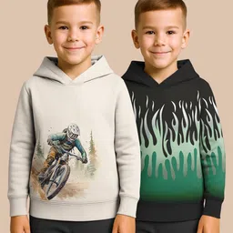HELLCAT Boys Pack of 2 Graphic Printed Hooded Pullover Sweatshirt-picture-15