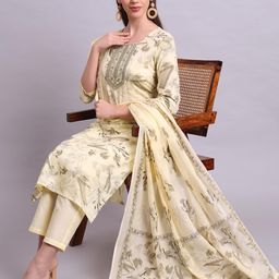 Angkor Women Printed Regular Pure Cotton Kurta with Trousers & With Dupatta-picture-43
